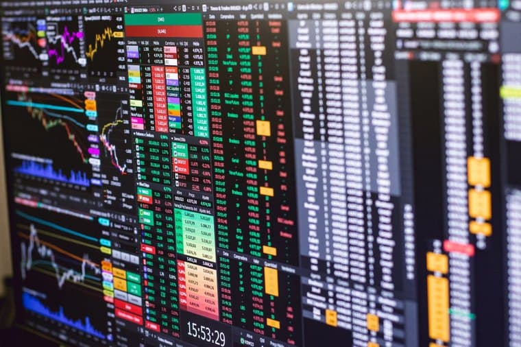 Stock market index data on a screen, representing active versus passive investing