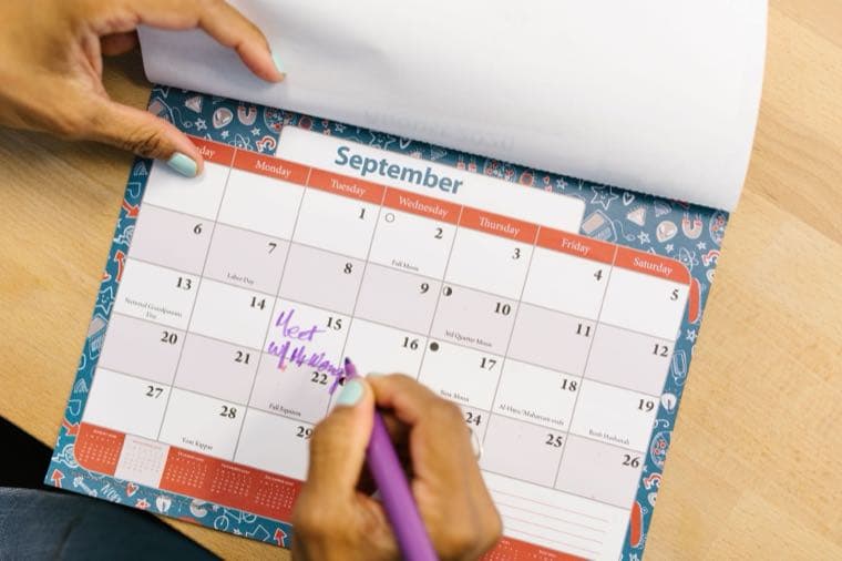 A calendar with dividend payment dates circled