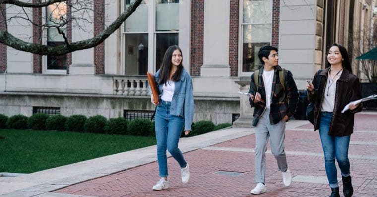 University students walking together on campus
