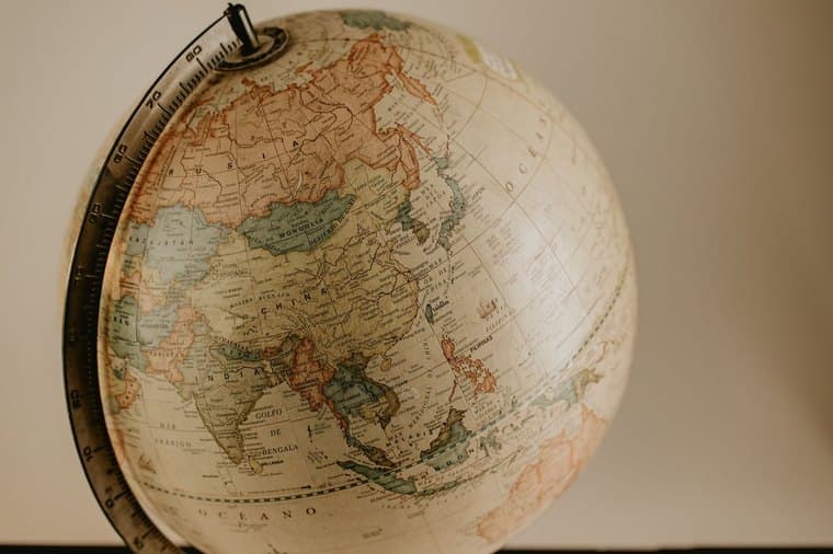 Globe showing Asia, representing the VGE emerging markets ETF